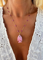 Pink Cobalt Fish Ruby Necklace