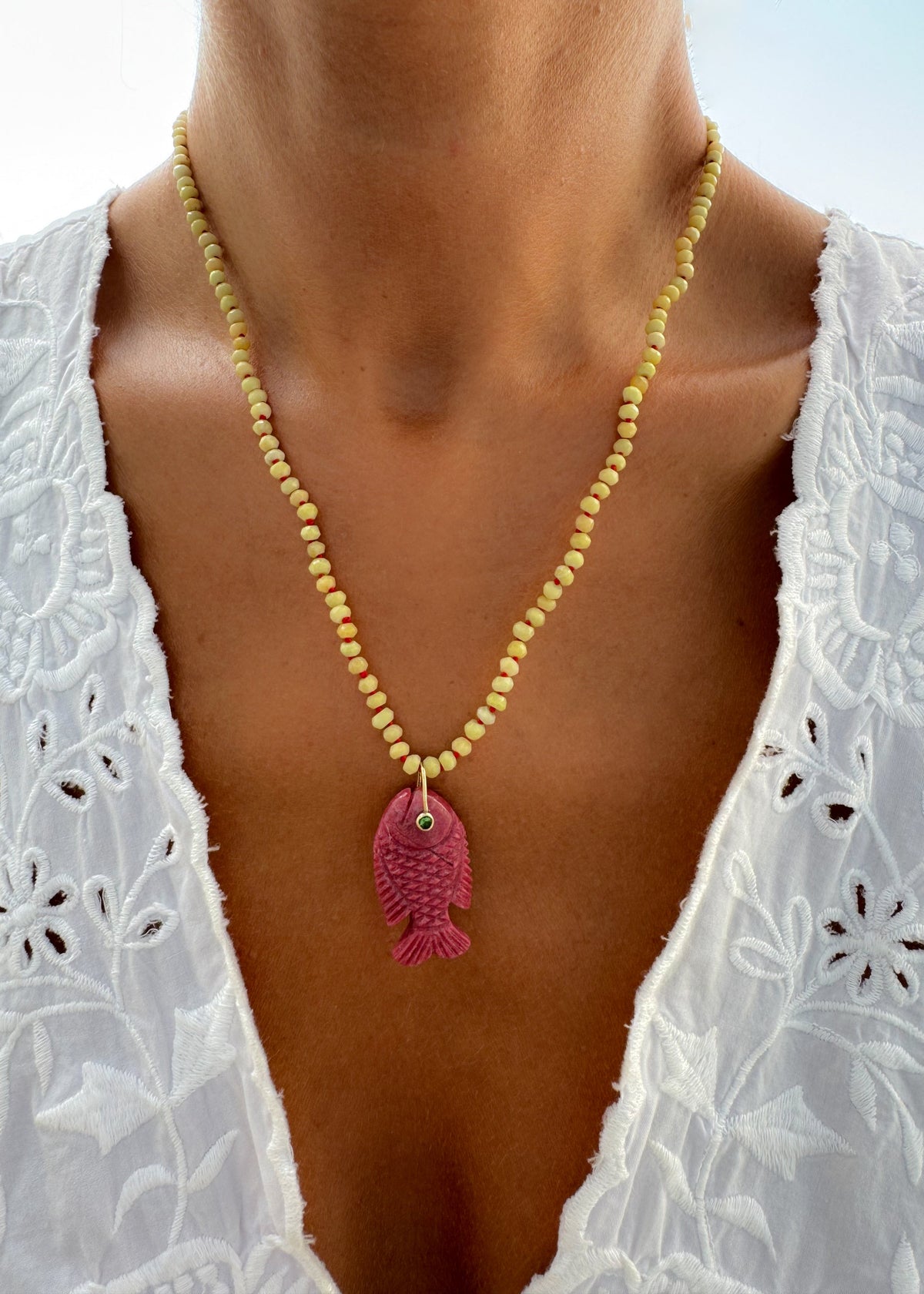 Thulite Fish Necklace