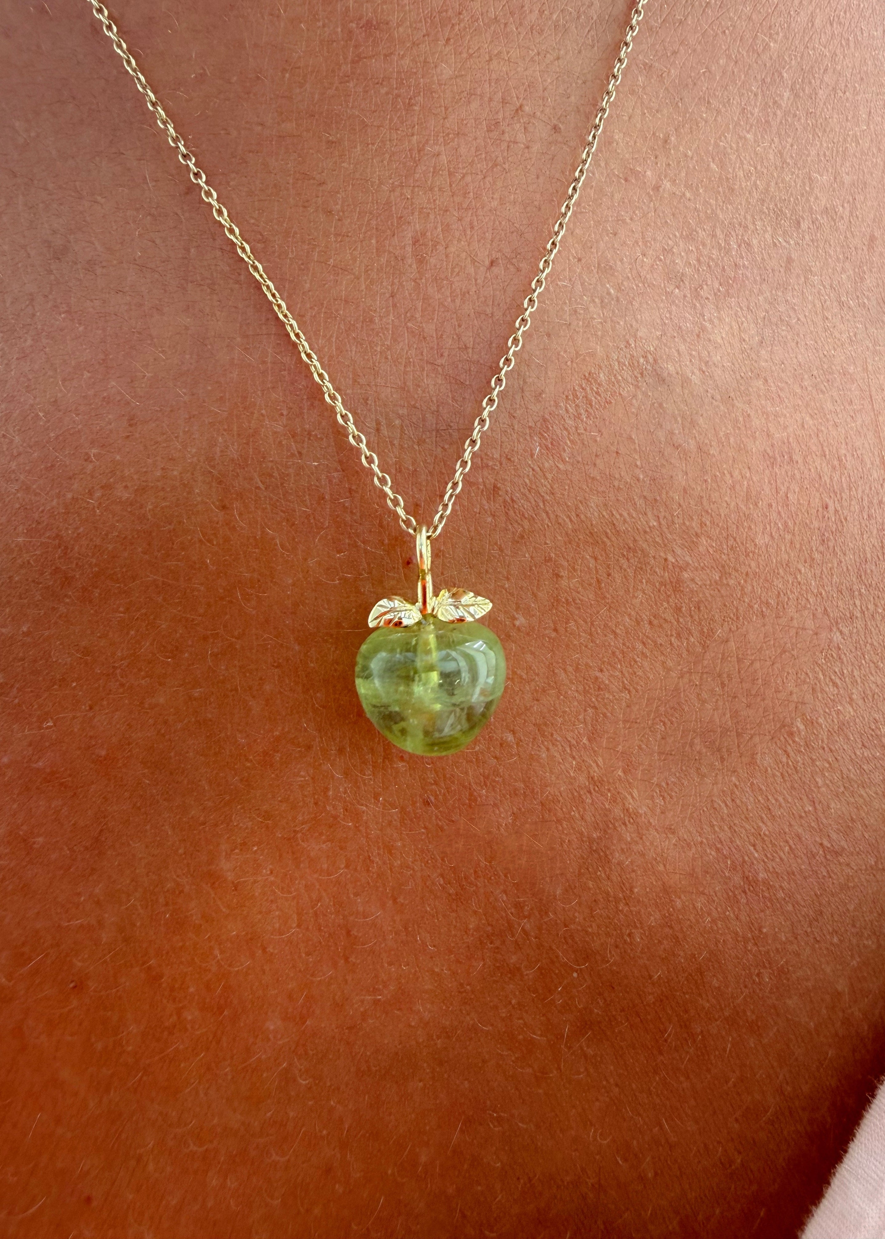 Green Tourmaline Apple Necklace - exclusive online