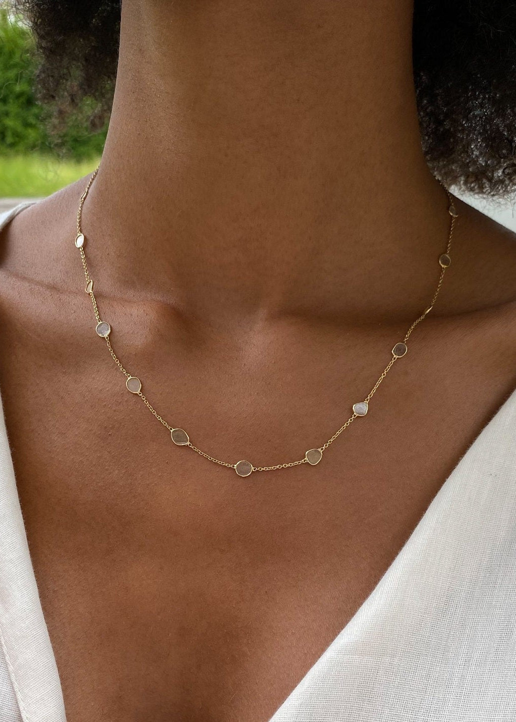 Polki Diamond Necklace and Howlite Turquoise Pendant