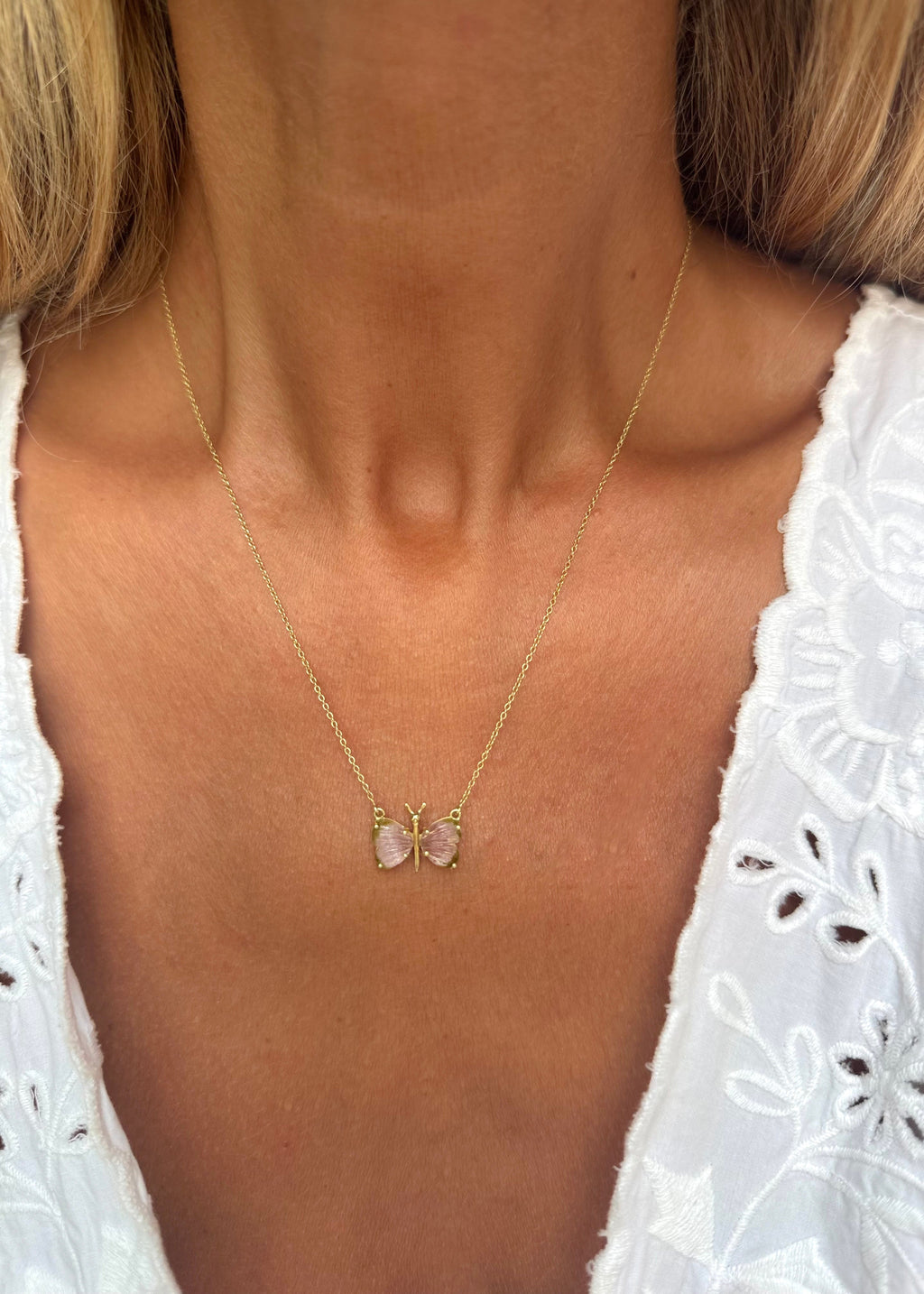Tourmaline Butterfly Necklace - exclusive online