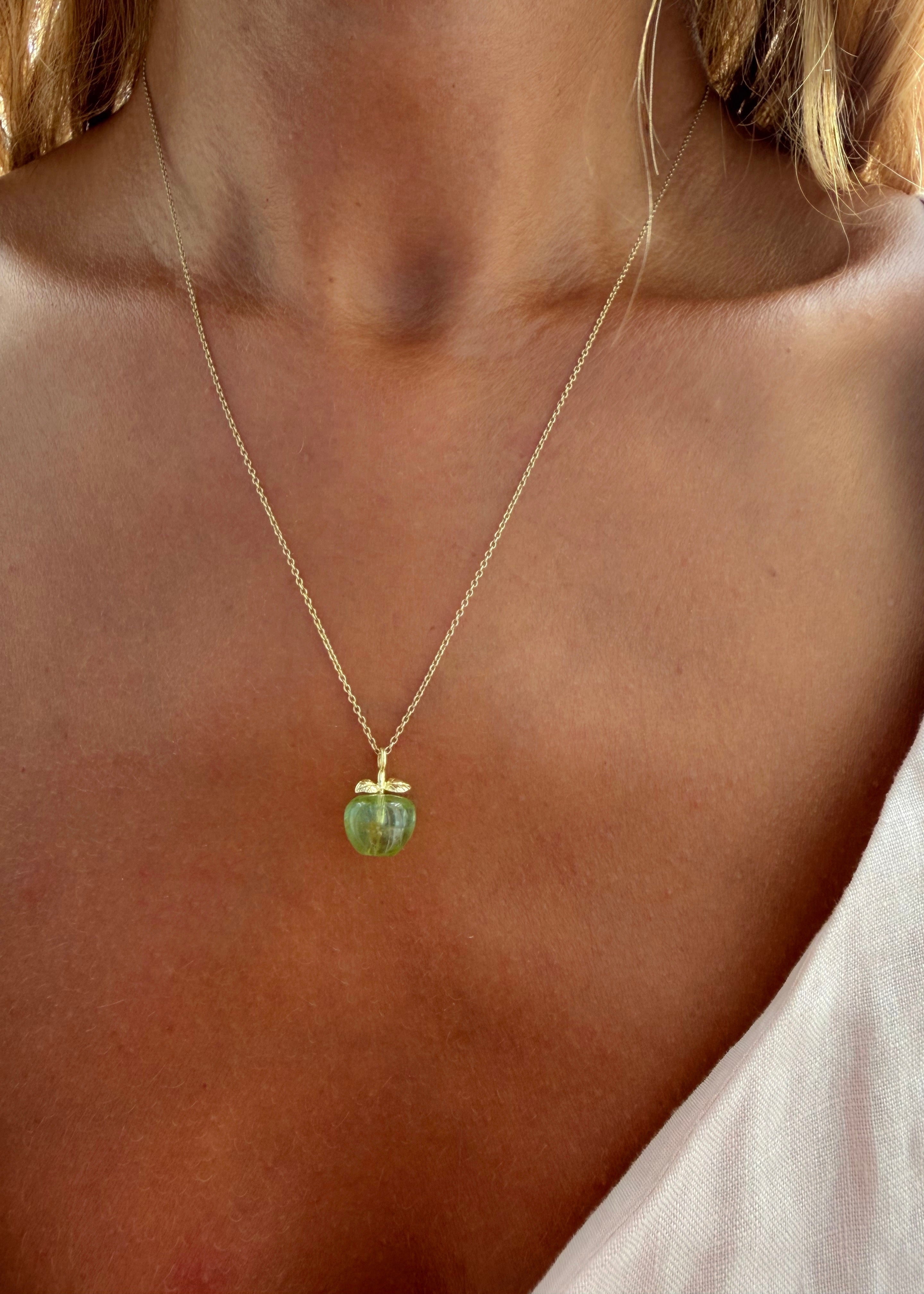 Green Tourmaline Apple Necklace - exclusive online