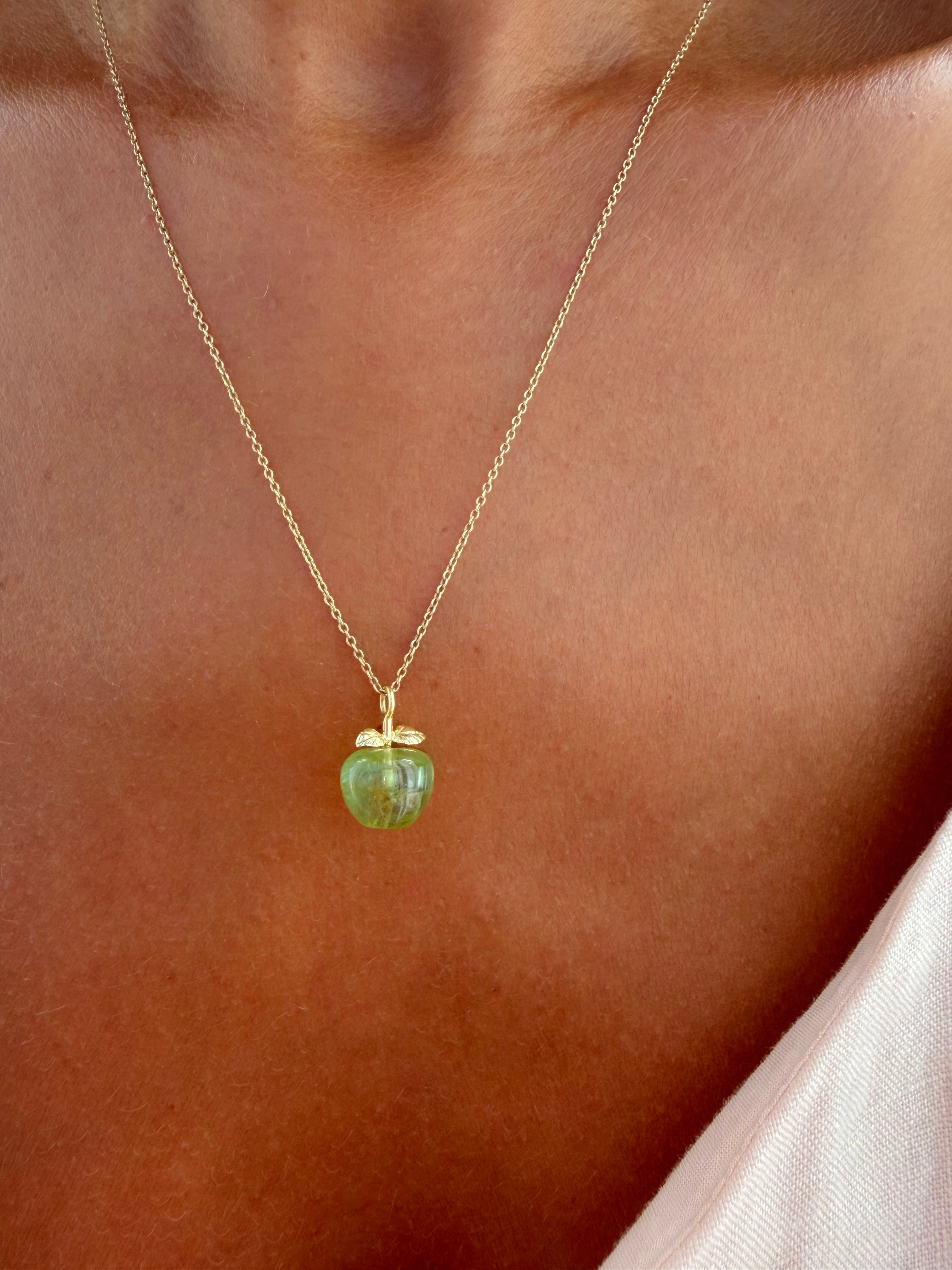 Green Tourmaline Apple Necklace - exclusive online