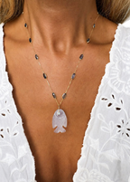 Blue Chalcedony Fish Sapphire Necklace