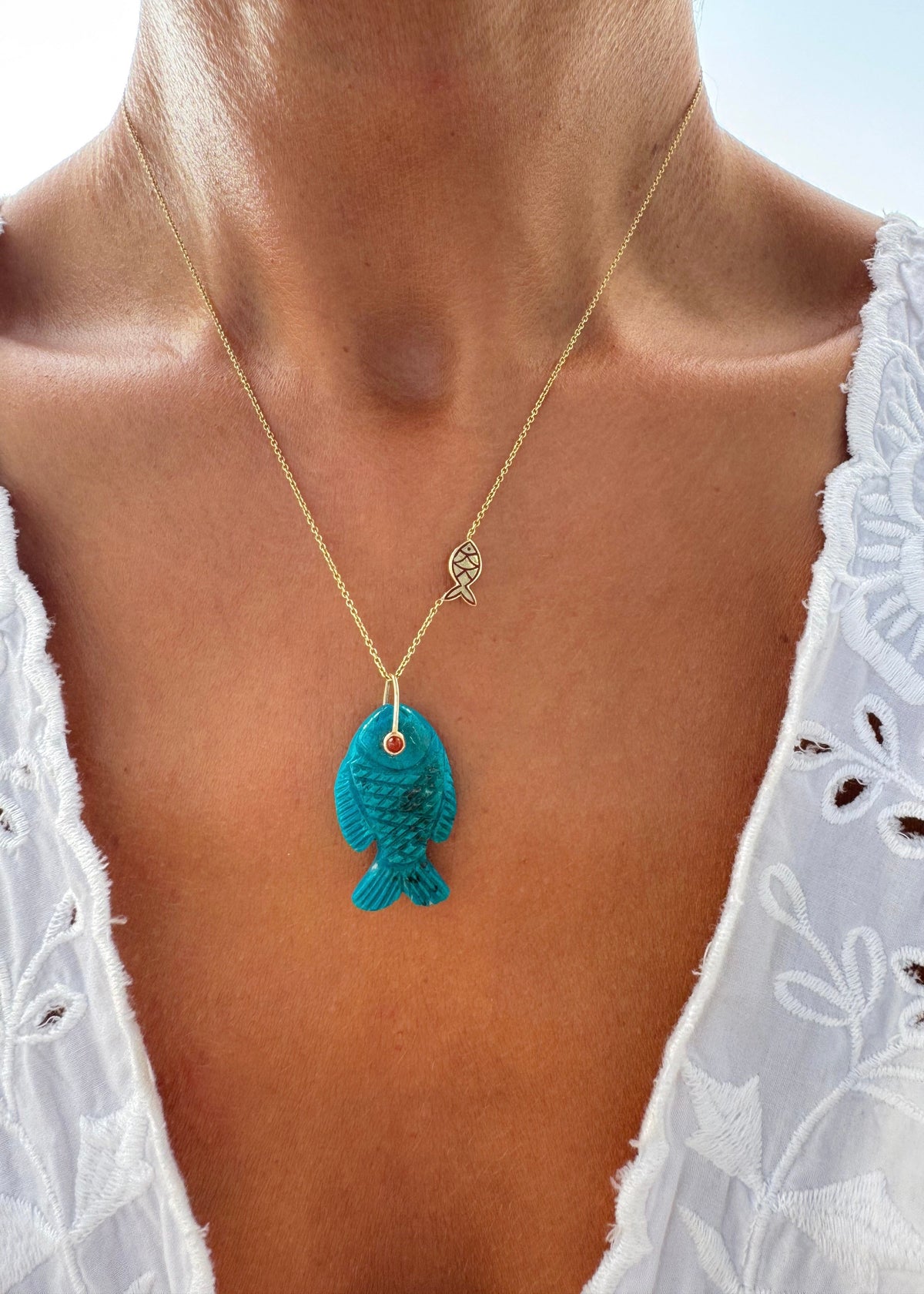 Chrysocolla Fish Necklace