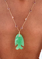 Pink Tourmaline Necklace with Chrysoprase Fish Pendant