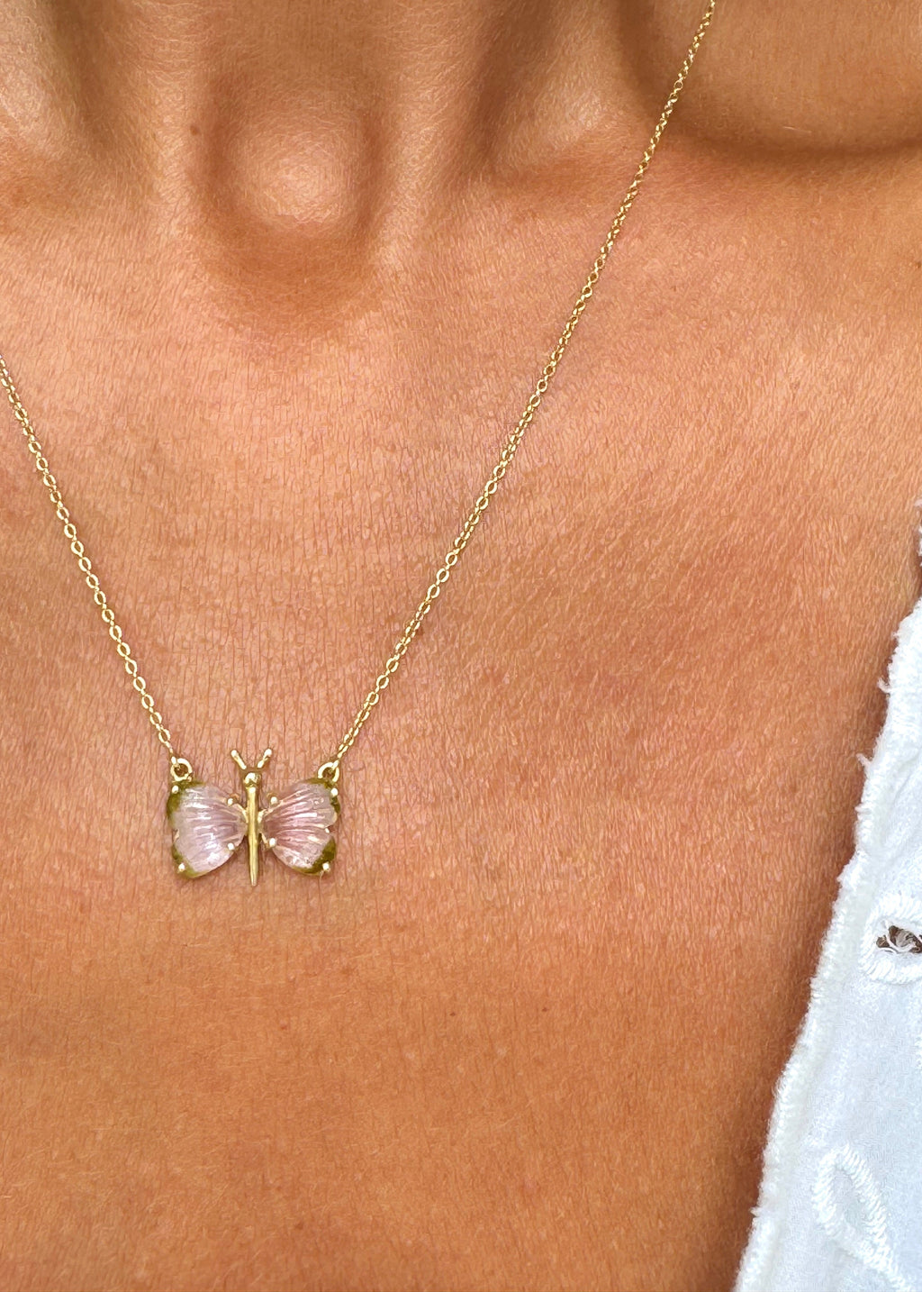 Tourmaline Butterfly Necklace - exclusive online