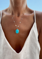 Polki Diamond Necklace and Howlite Turquoise Pendant