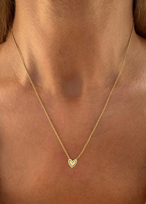 Blue Enamel Heart Necklace