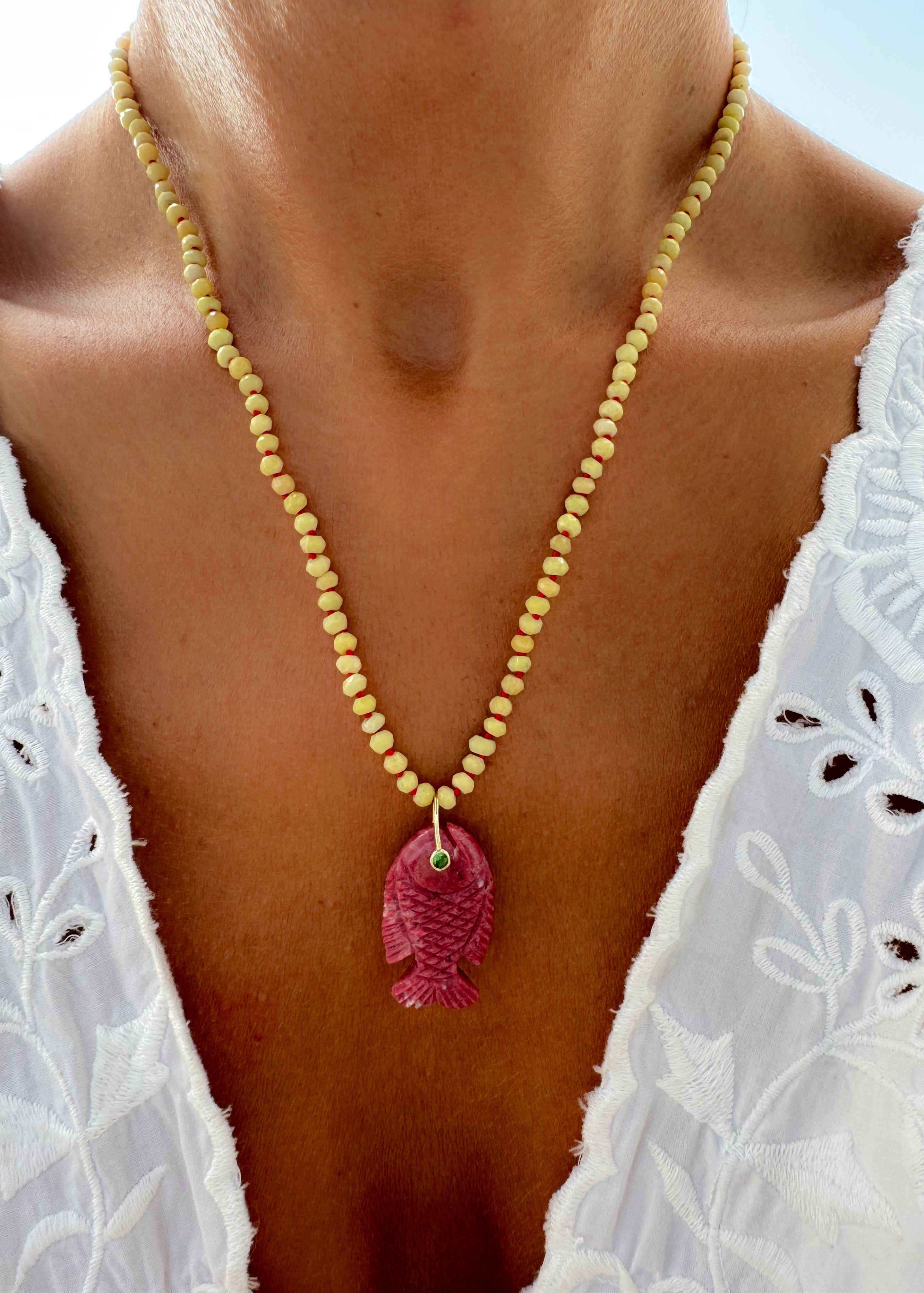 Thulite Fish Necklace