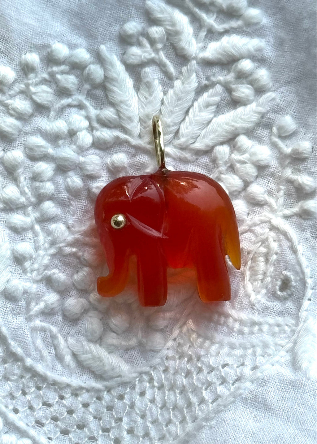 Little Orange Carnelian Chalcedony Elephant