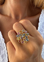 Multicolour Sapphire Flower Ring