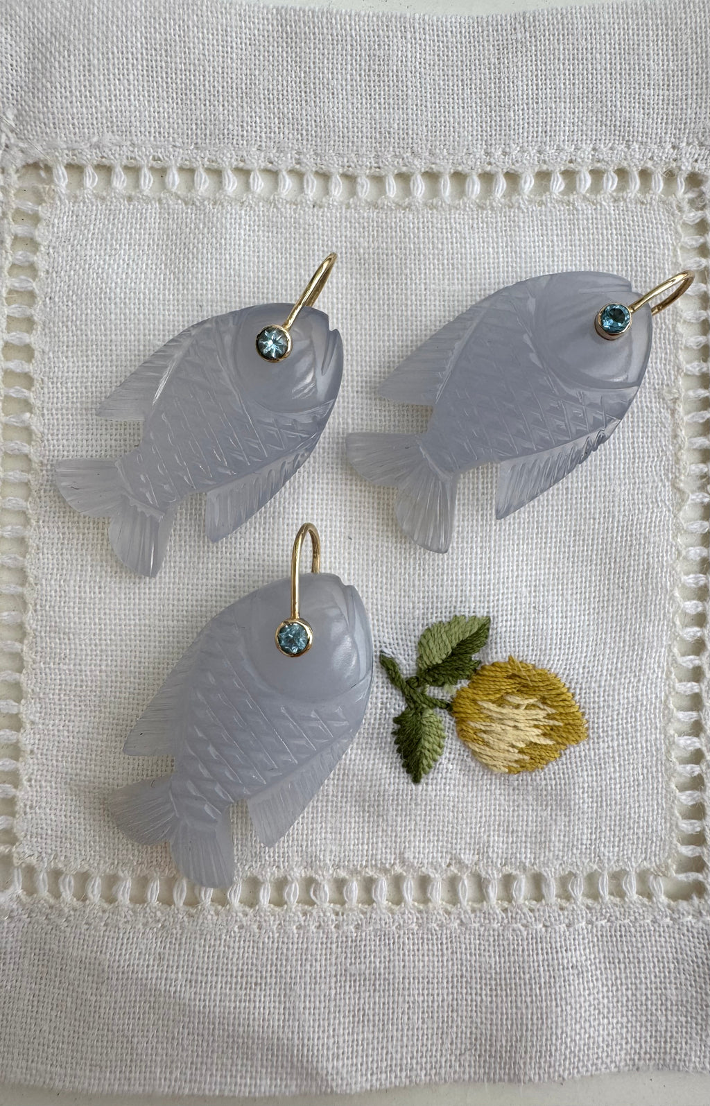 Blue Chalcedony Fish Pendant