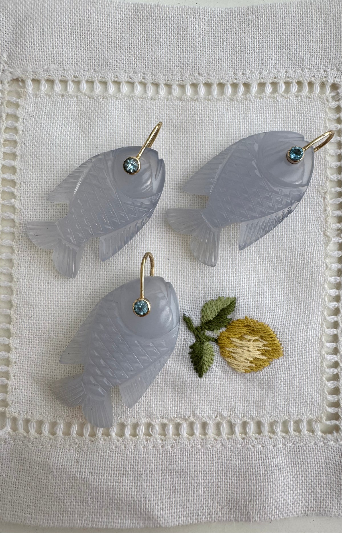 Blue Chalcedony Fish Pendant