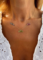 Three Tourmaline Fish Necklace