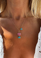 Light Pink Tourmaline and  Turquoise Necklace