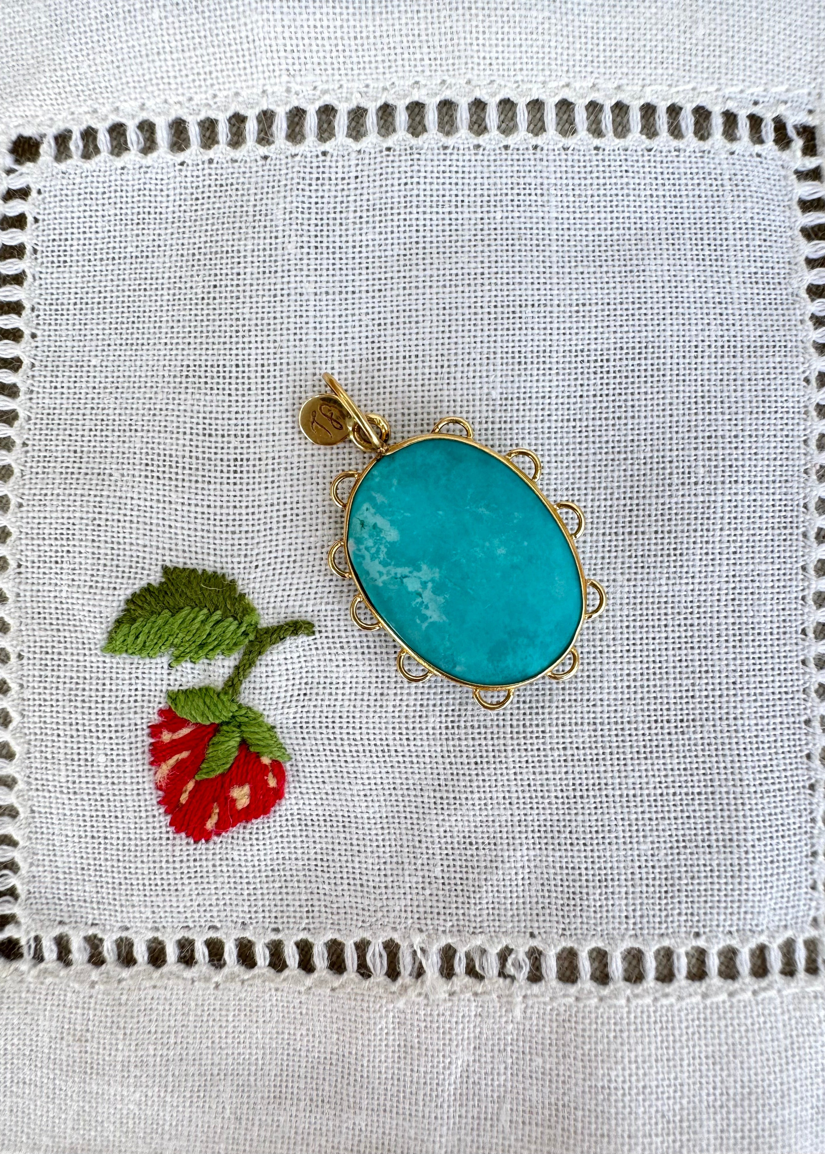 Polki Diamond Necklace and Howlite Turquoise Pendant