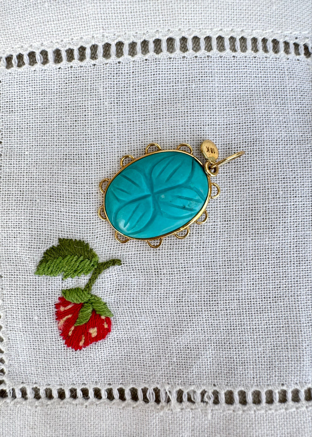Polki Diamond Necklace and Howlite Turquoise Pendant
