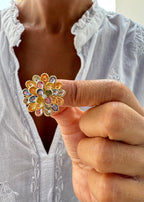 Multicolour Sapphire Flower Ring