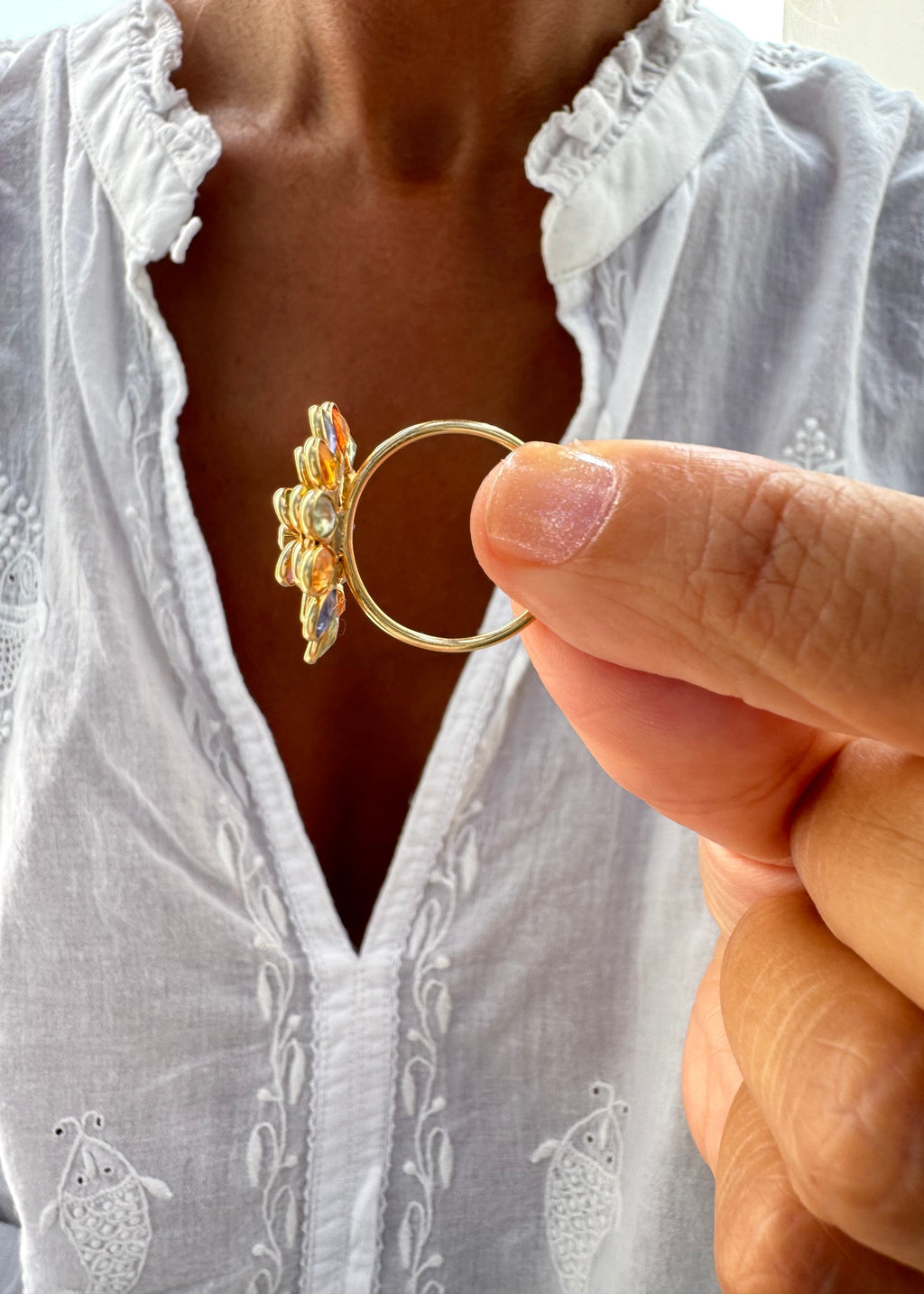 Multicolour Sapphire Flower Ring