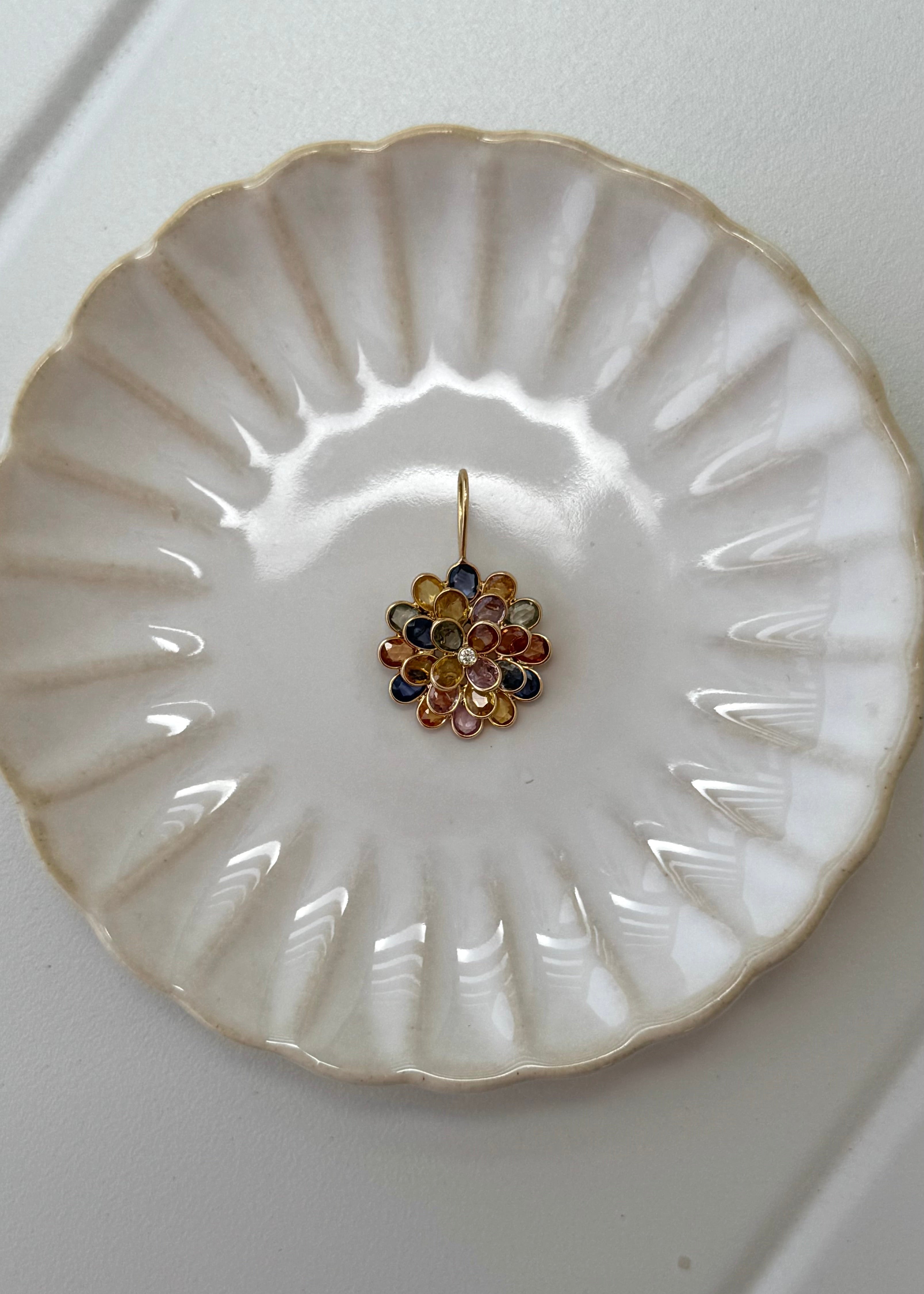 Rainbow Sapphire Flower Pendant