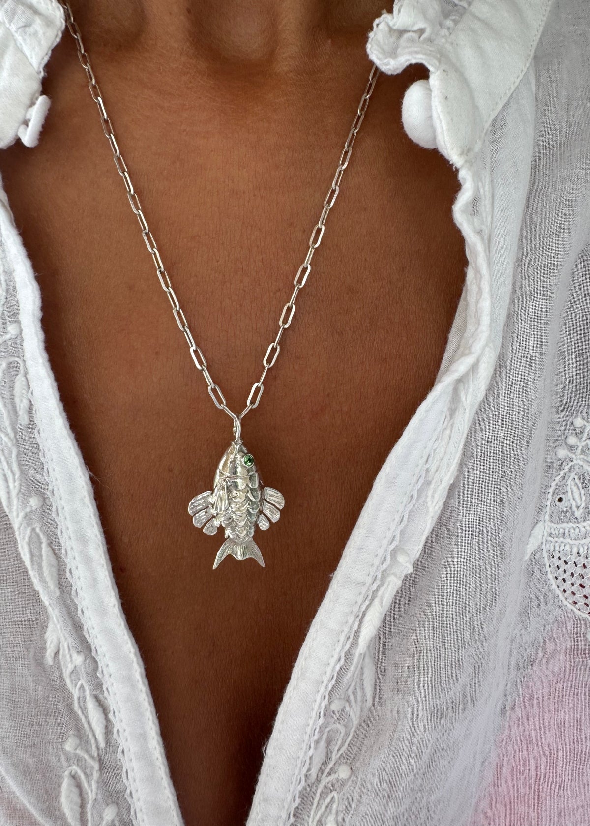 Silver Swimming Fish Pendant
