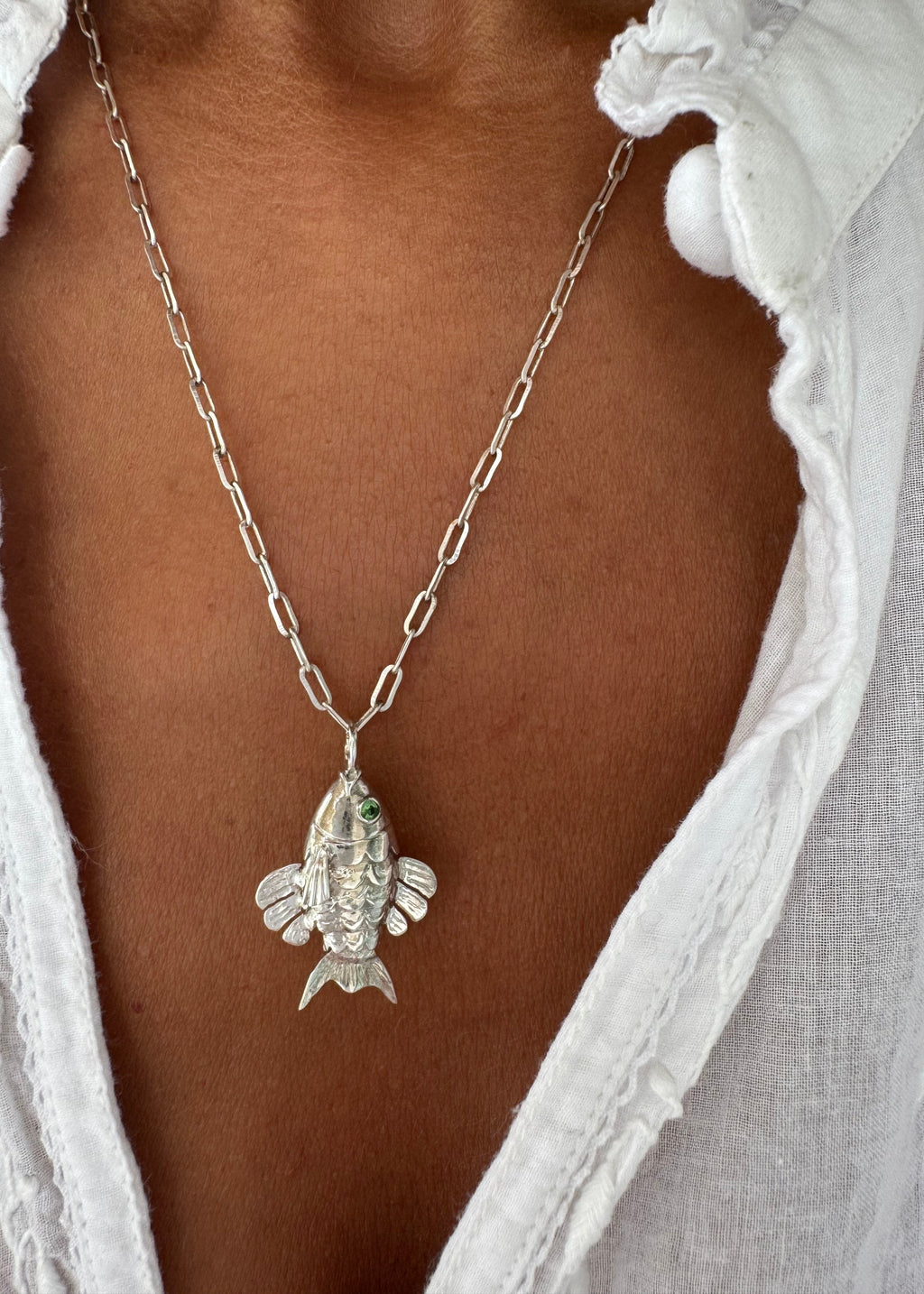 Silver Swimming Fish Pendant