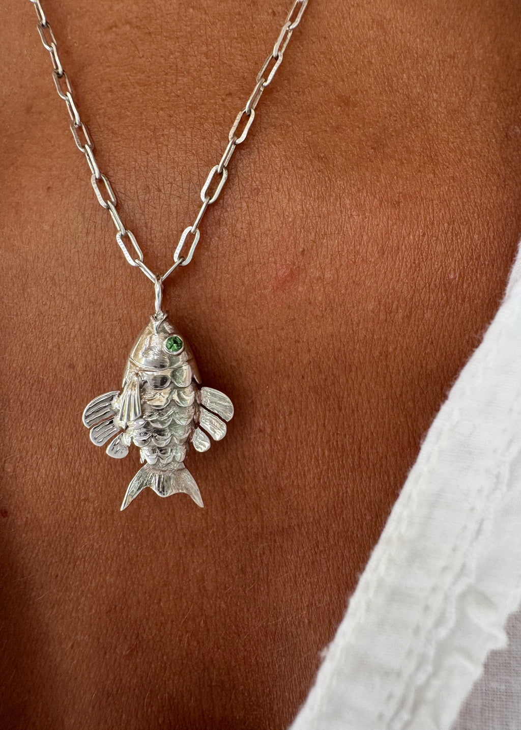 Silver Swimming Fish Pendant