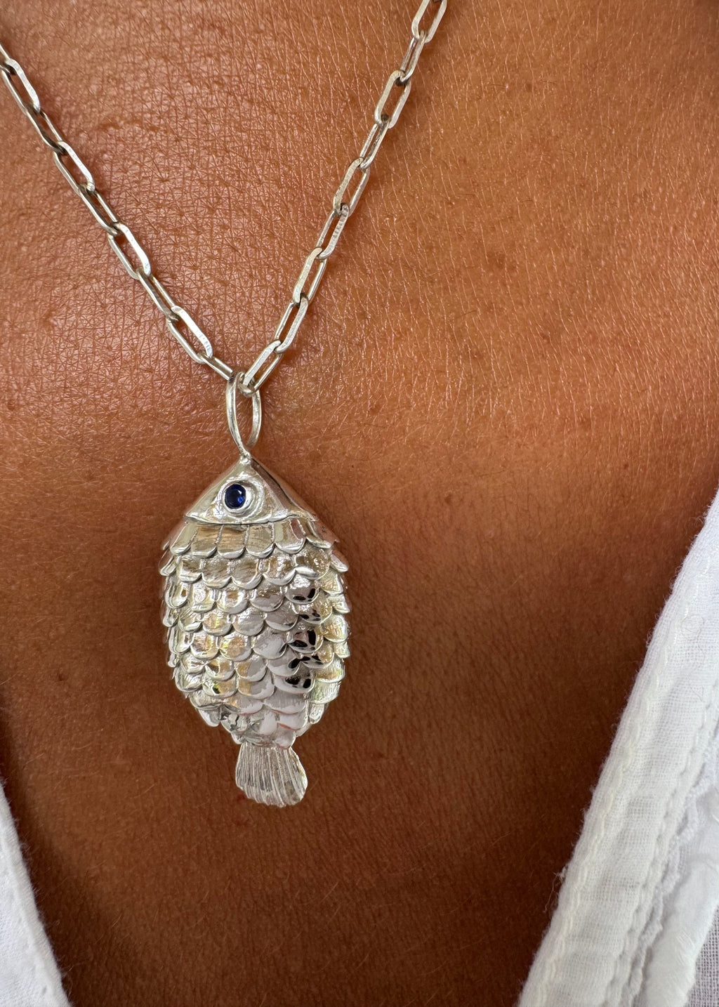 Silver Swimming Fish Pendant